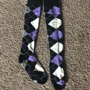 Purple Plaid High Socks